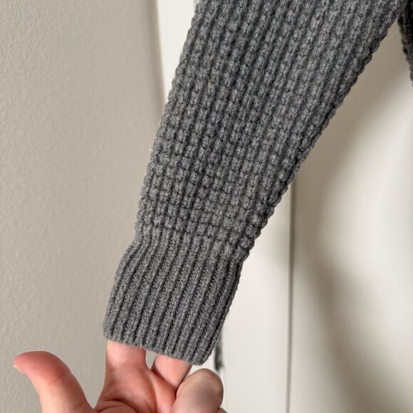 Madewell Waffle Knit Henley Sweater Womens Sz XS Heather Gray Cotton Wool Blend - Picture 4 of 11